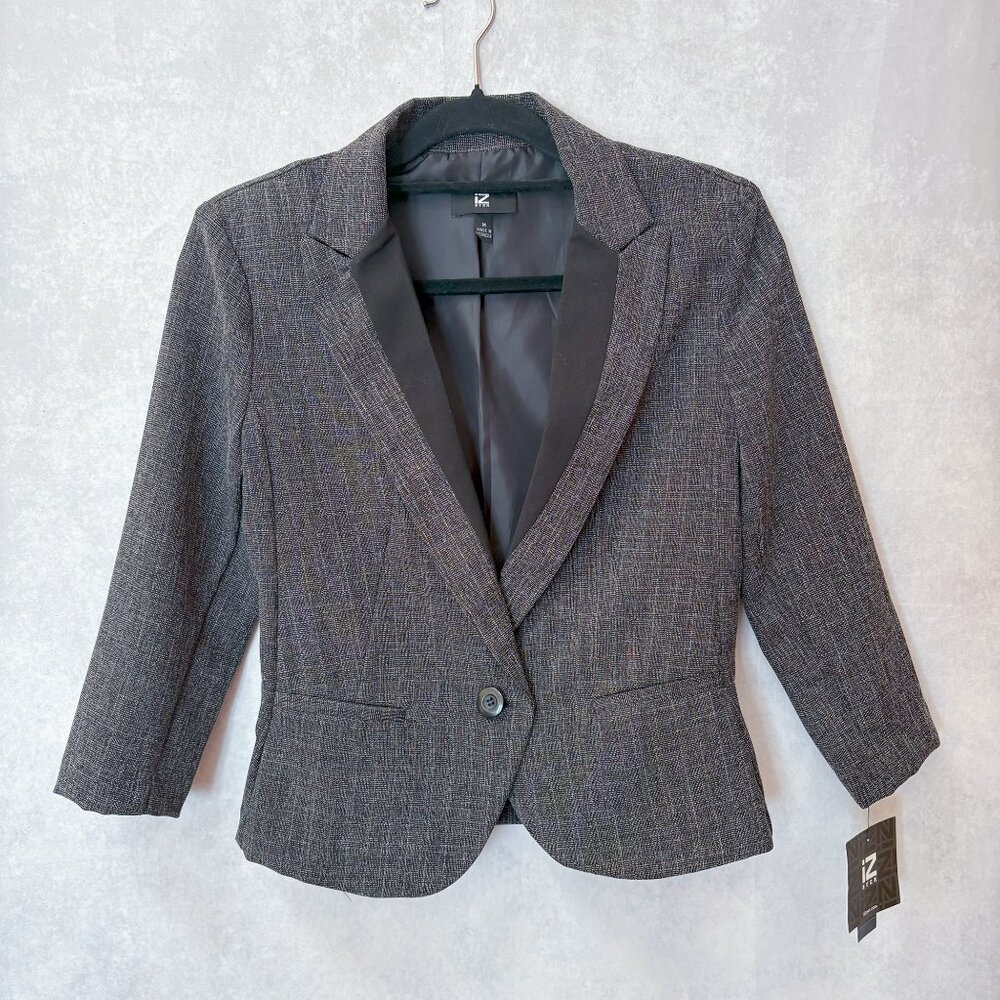 Iz Byer Womens 3/4 Sleeve Blazer Suit Jacket Grey Size M